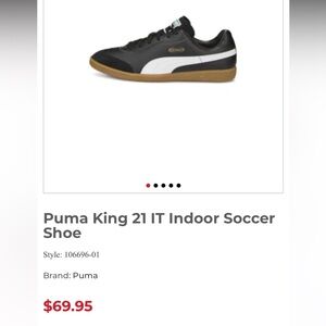 Puma King 21 IT Black and White Indoor Shoe worn twice indoors